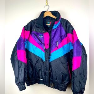 Vintage Men's Coldwave Snowmobile Jacket Purple Black Green 90s 80s Size L Ski